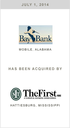Bay Bank has been acquired by The First