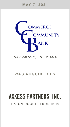 Commerce Community Bank was acquired by Axxess Partners, Inc.