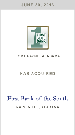 First State Bank of Dekalb County has acquired First Bank of the South