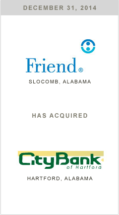 Friend Bank is acquiring CityBank