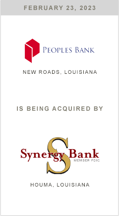 Peoples Bank & Trust Company is being acquired by Synergy Bank