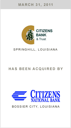 Springhill Bank has been acquired by Citizens National Bank