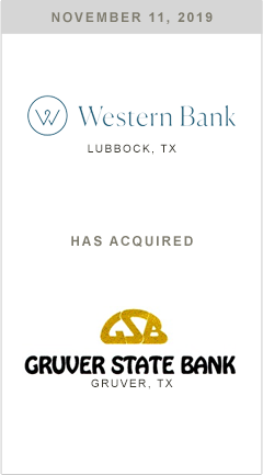 Western Bank is acuiring Gruver State Bank.
